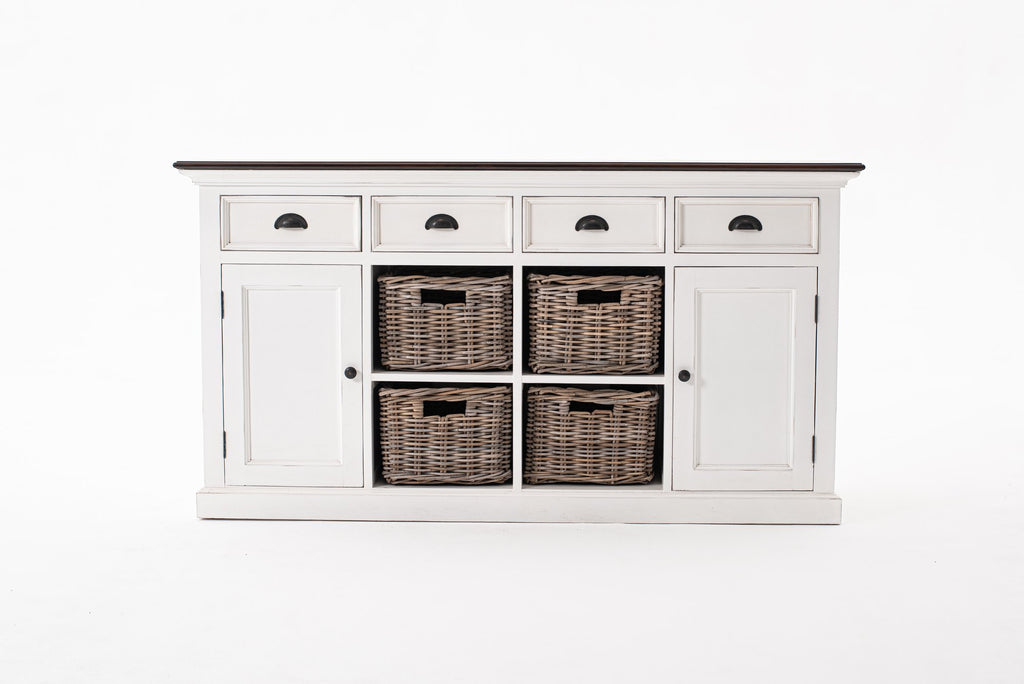 NovaSolo Halifax Accent Buffet with 4 Baskets, White Distress & Deep Brown – view 10