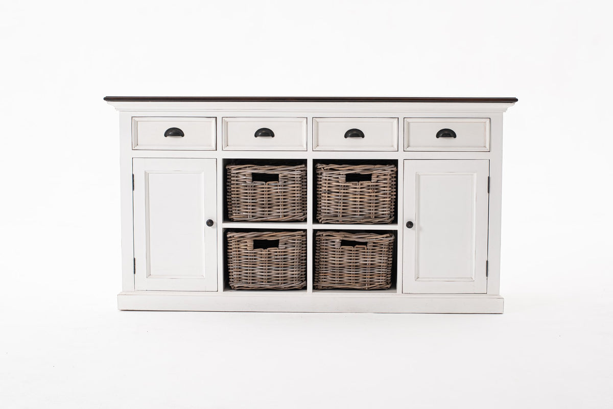 NovaSolo Halifax Accent Buffet with 4 Baskets, White Distress & Deep Brown – view 10