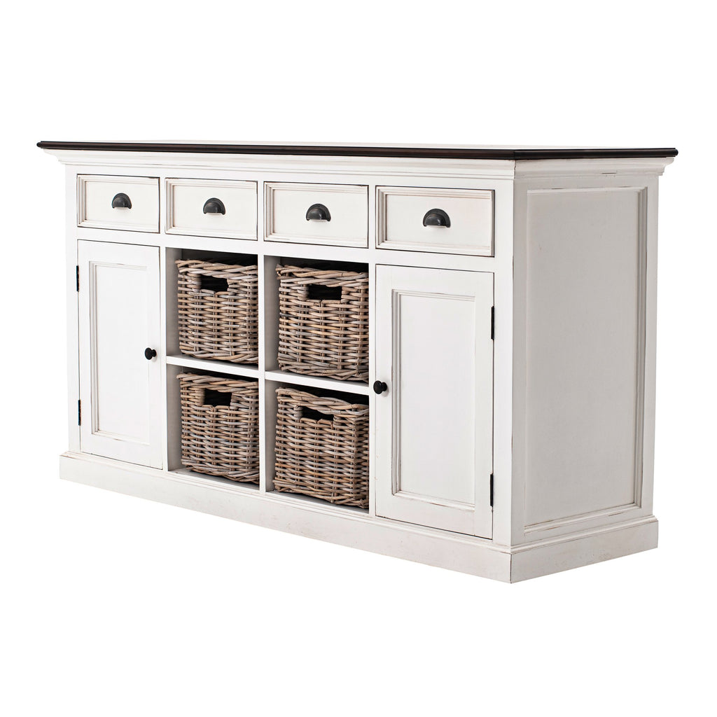 NovaSolo Halifax Accent Buffet with 4 Baskets, White Distress & Deep Brown – view 2