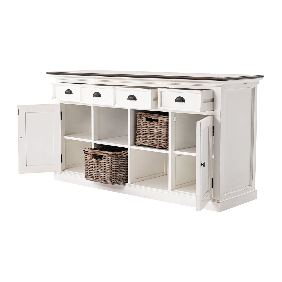 NovaSolo Halifax Accent Buffet with 4 Baskets, White Distress & Deep Brown – view 3