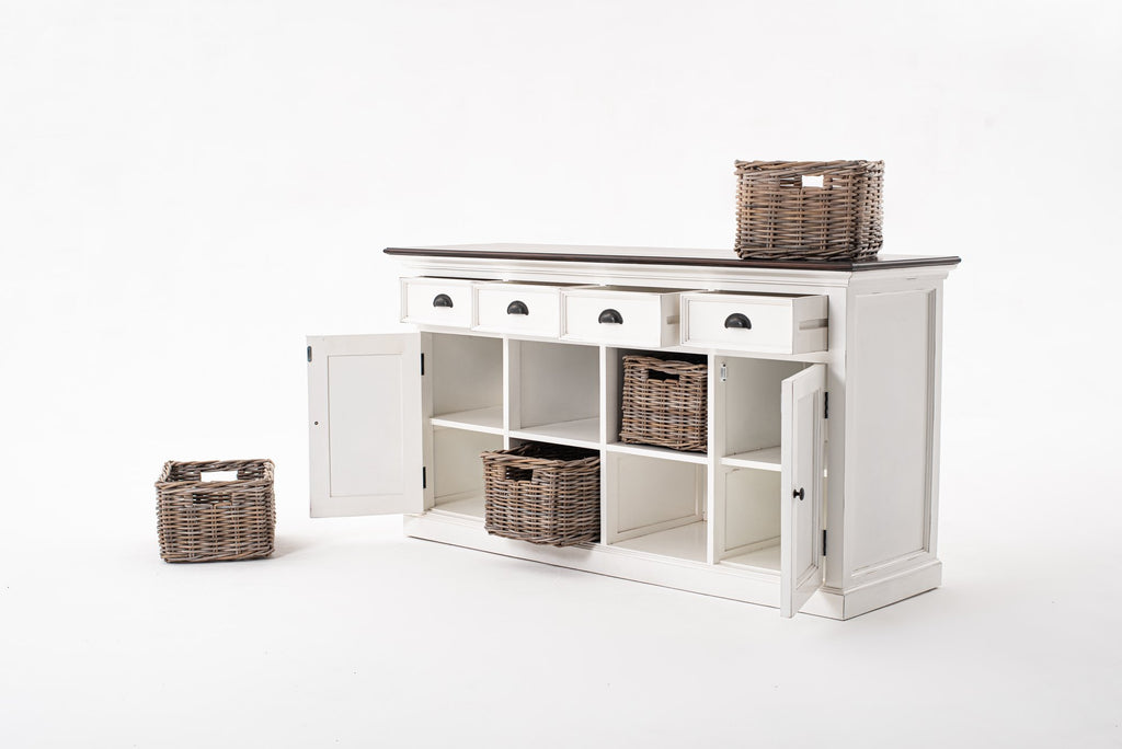 NovaSolo Halifax Accent Buffet with 4 Baskets, White Distress & Deep Brown – view 6