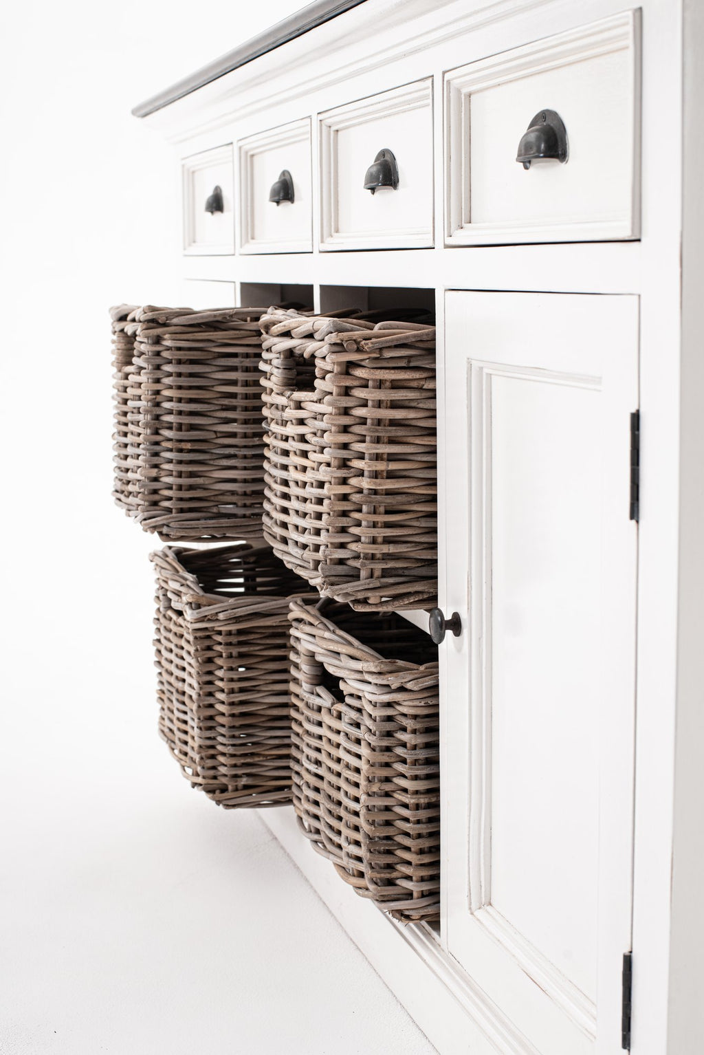 NovaSolo Halifax Accent Buffet with 4 Baskets, White Distress & Deep Brown – view 8