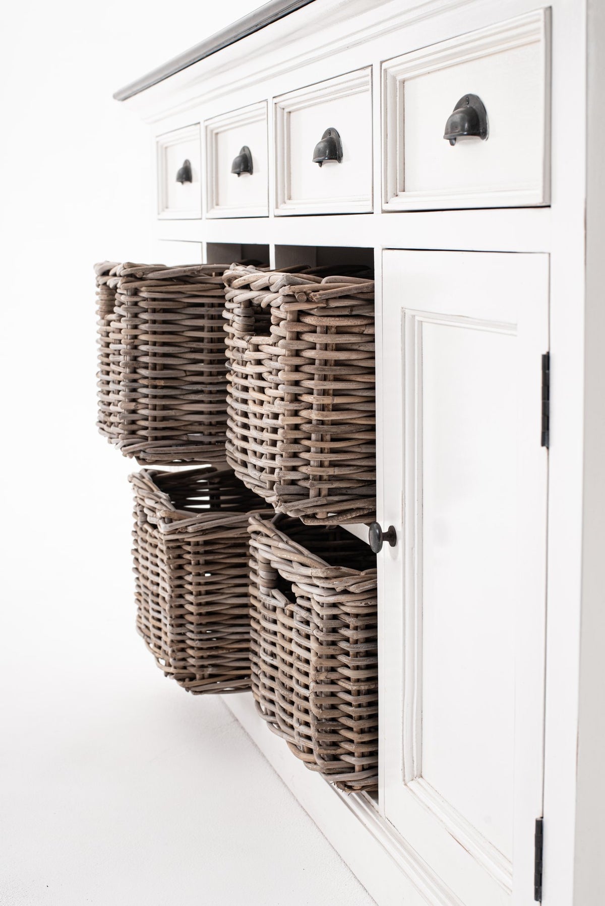 NovaSolo Halifax Accent Buffet with 4 Baskets, White Distress & Deep Brown – view 8