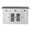NovaSolo Halifax Accent Buffet with 4 Doors 3 Drawers, White Distress & Deep Brown