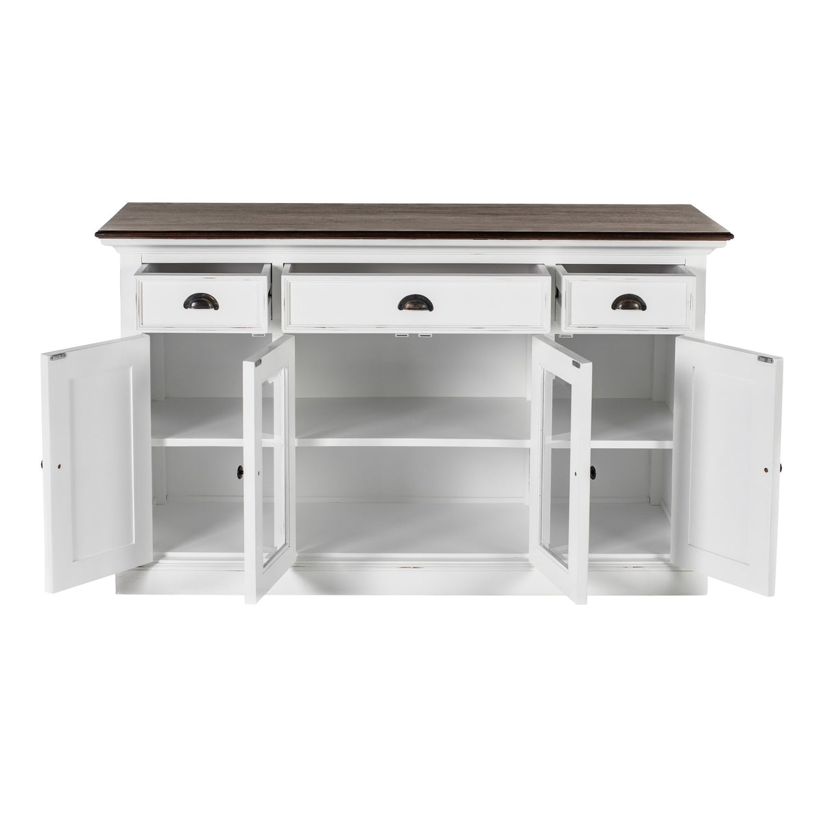 NovaSolo Halifax Accent Buffet with 4 Doors 3 Drawers, White Distress & Deep Brown – view 2