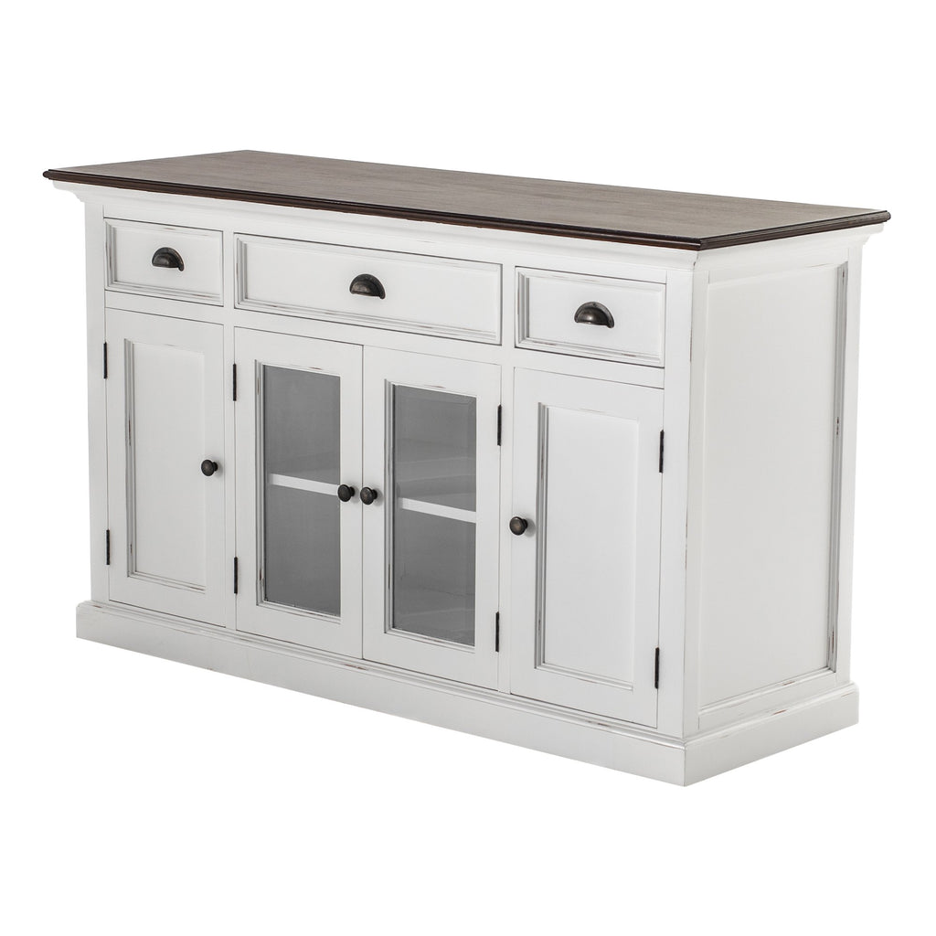 NovaSolo Halifax Accent Buffet with 4 Doors 3 Drawers, White Distress & Deep Brown – view 3