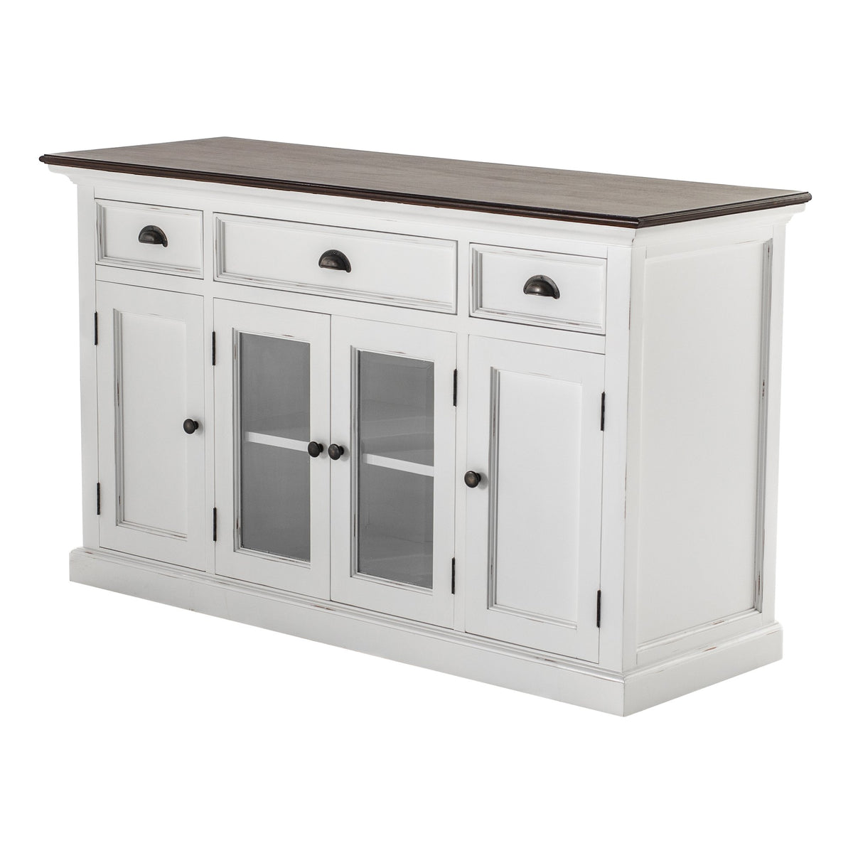 NovaSolo Halifax Accent Buffet with 4 Doors 3 Drawers, White Distress & Deep Brown – view 3