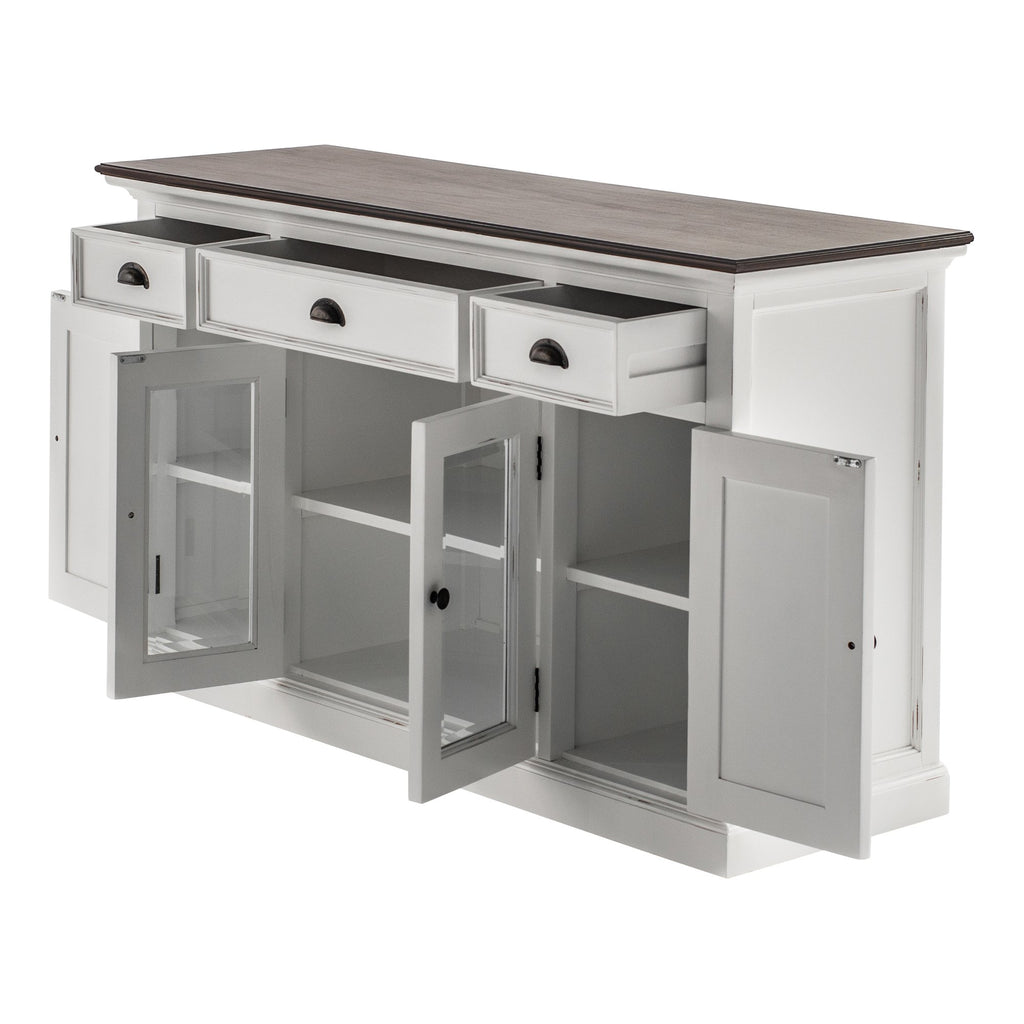 NovaSolo Halifax Accent Buffet with 4 Doors 3 Drawers, White Distress & Deep Brown – view 4