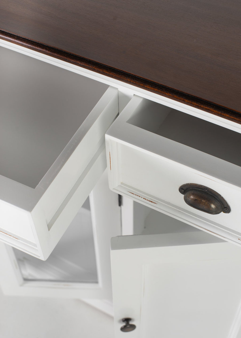 NovaSolo Halifax Accent Buffet with 4 Doors 3 Drawers, White Distress & Deep Brown – view 9