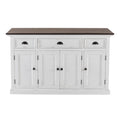 NovaSolo Halifax Accent Buffet with 4 Doors 3 Drawers, White Distress & Deep Brown
