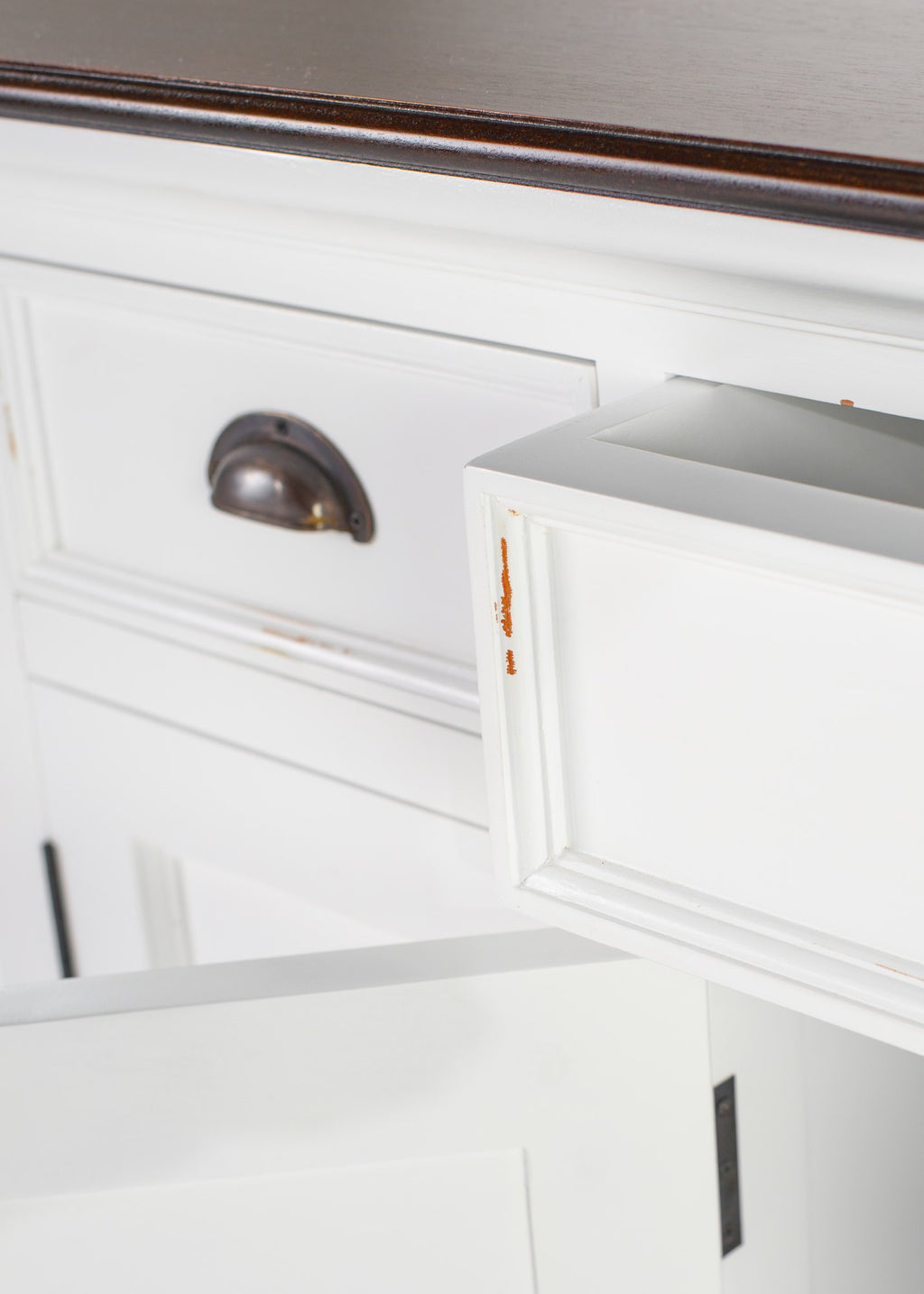 NovaSolo Halifax Accent Buffet with 4 Doors 3 Drawers, White Distress & Deep Brown – view 10