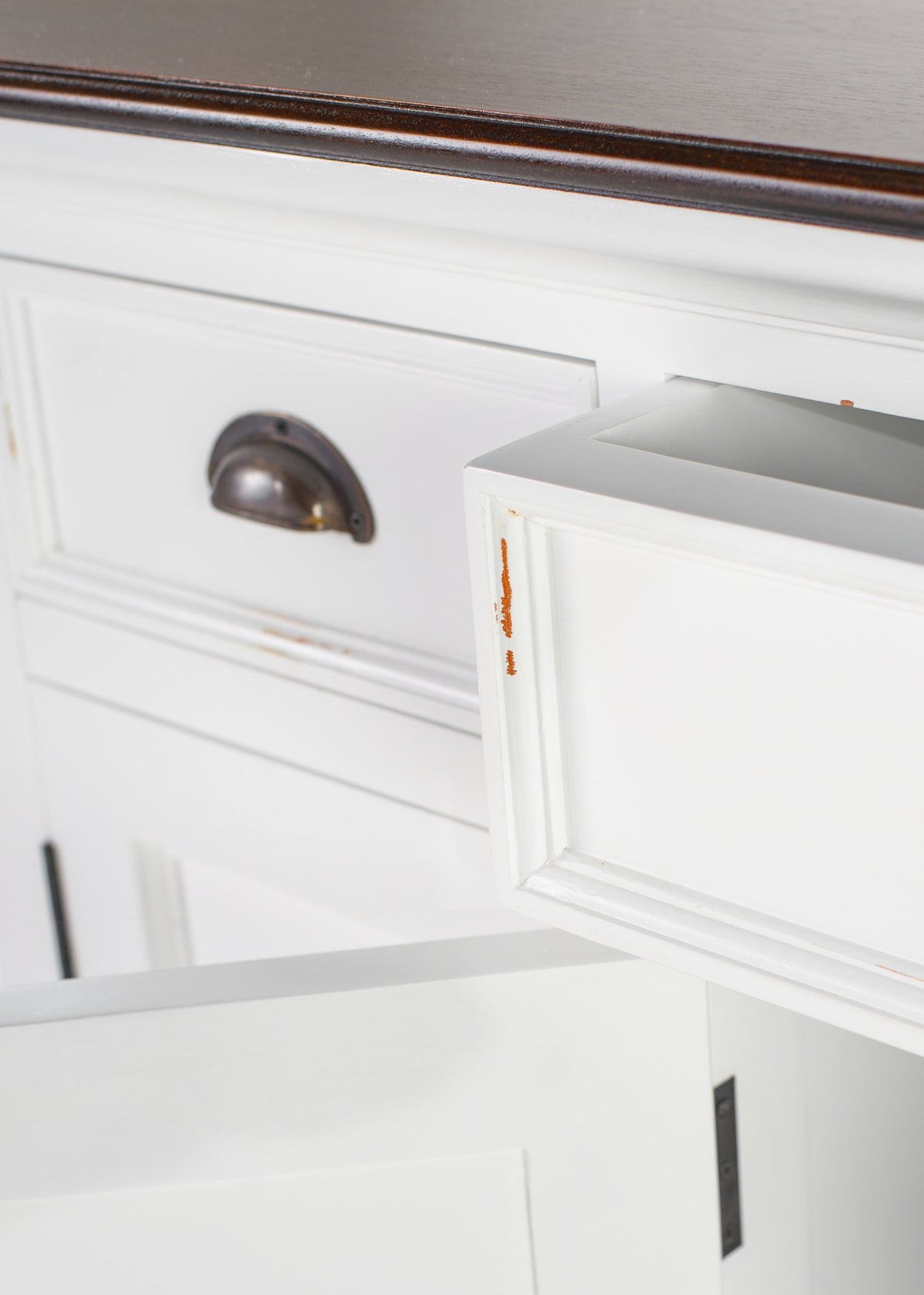 NovaSolo Halifax Accent Buffet with 4 Doors 3 Drawers, White Distress & Deep Brown – view 10