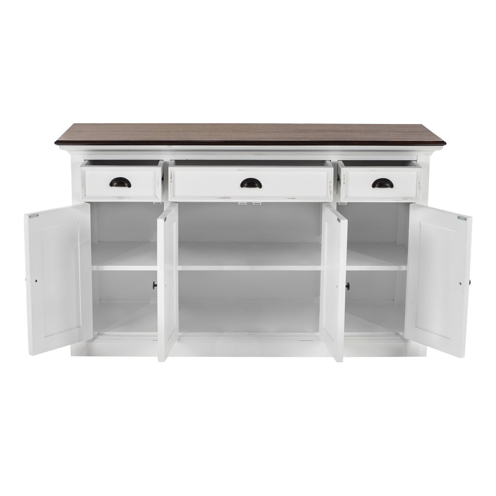 NovaSolo Halifax Accent Buffet with 4 Doors 3 Drawers, White Distress & Deep Brown – view 2