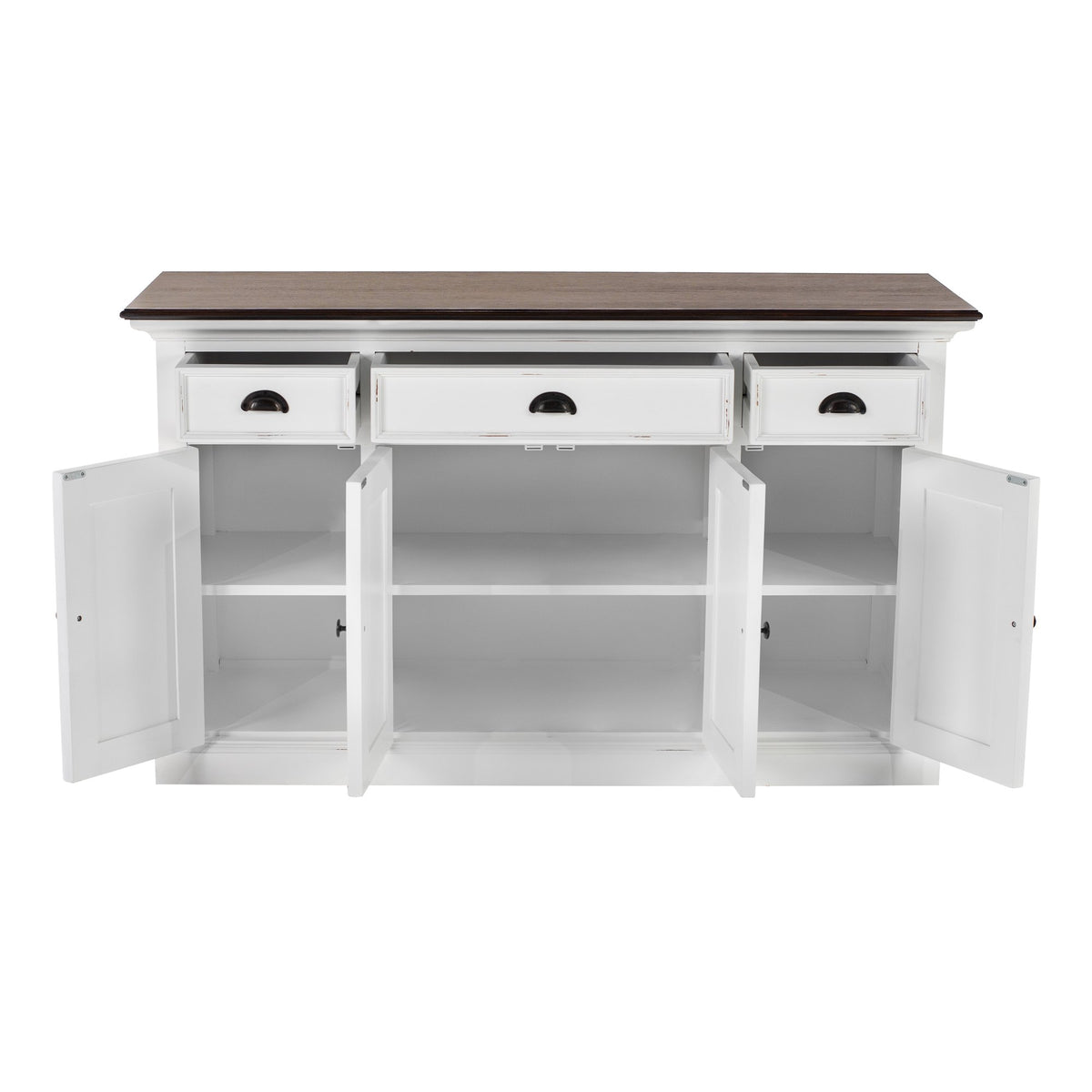 NovaSolo Halifax Accent Buffet with 4 Doors 3 Drawers, White Distress & Deep Brown – view 2
