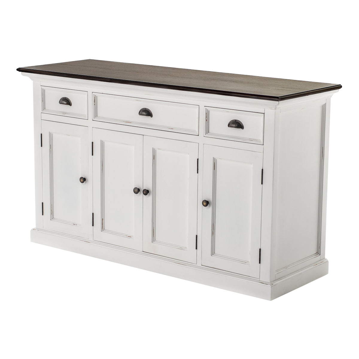 NovaSolo Halifax Accent Buffet with 4 Doors 3 Drawers, White Distress & Deep Brown – view 3