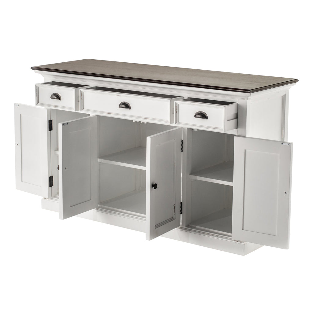 NovaSolo Halifax Accent Buffet with 4 Doors 3 Drawers, White Distress & Deep Brown – view 4