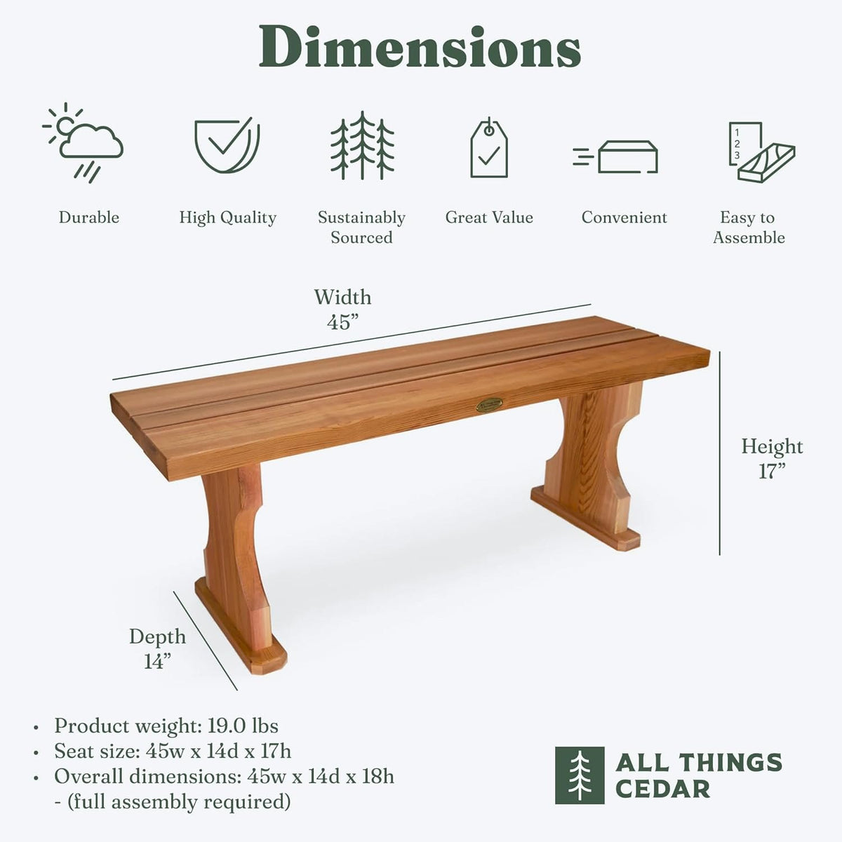 All Things Cedar 4-ft Backless Bench – view 2