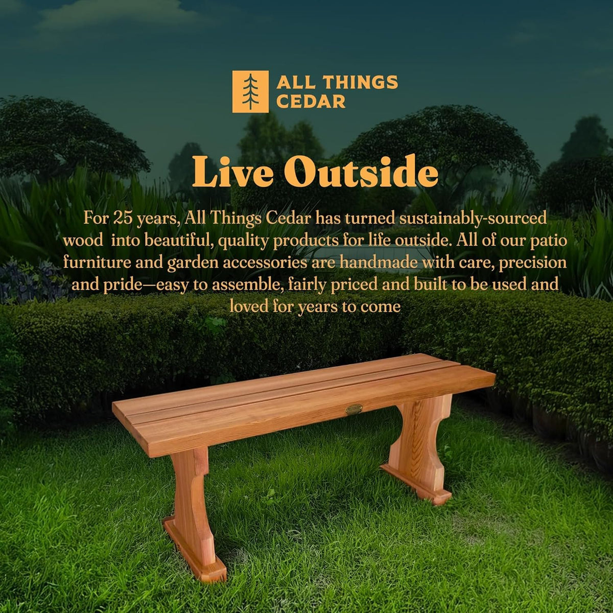All Things Cedar 4-ft Backless Bench – view 4