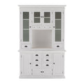 NovaSolo Halifax Glass Door Dining Hutch Unit, Classic White