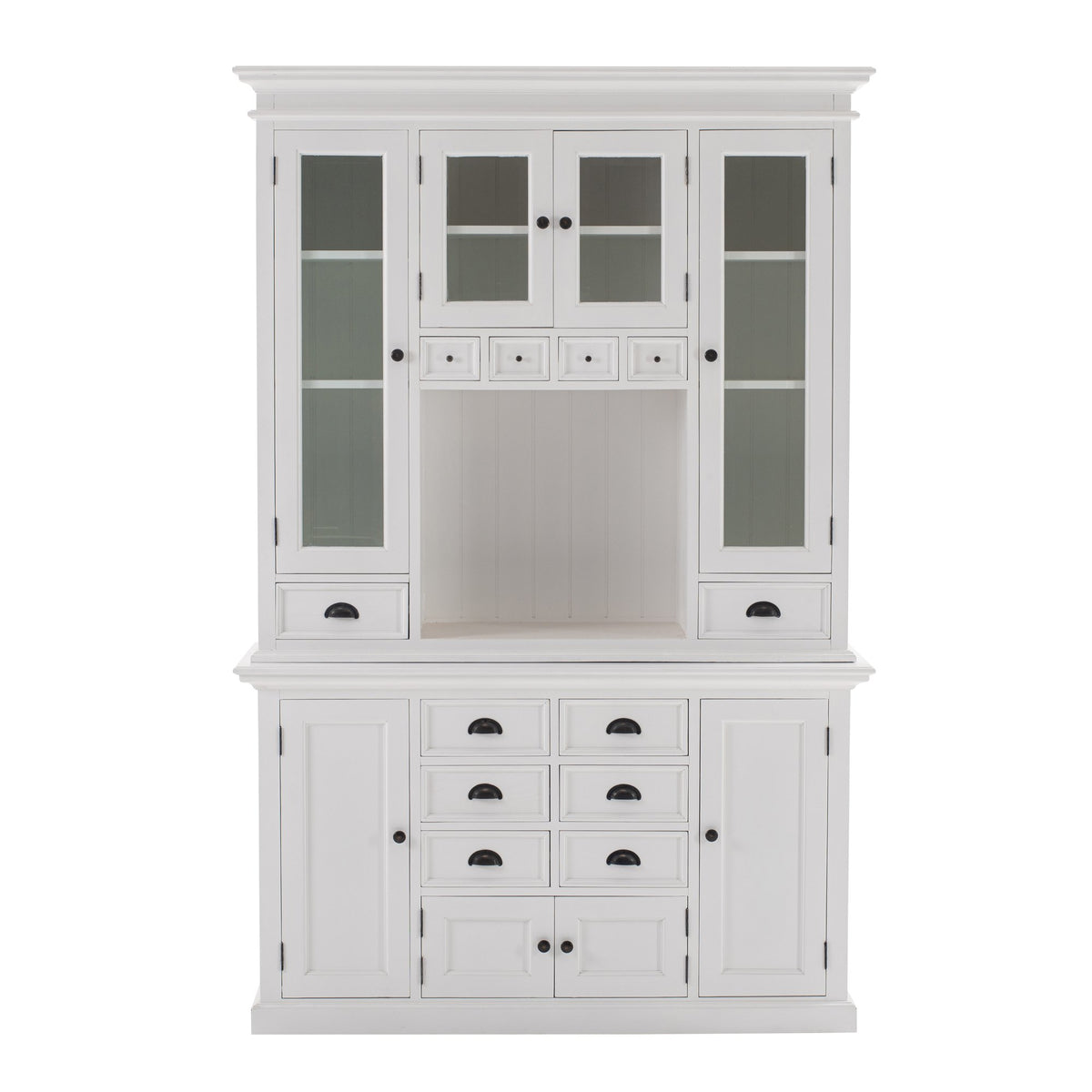 NovaSolo Halifax Glass Door Dining Hutch Unit, Classic White