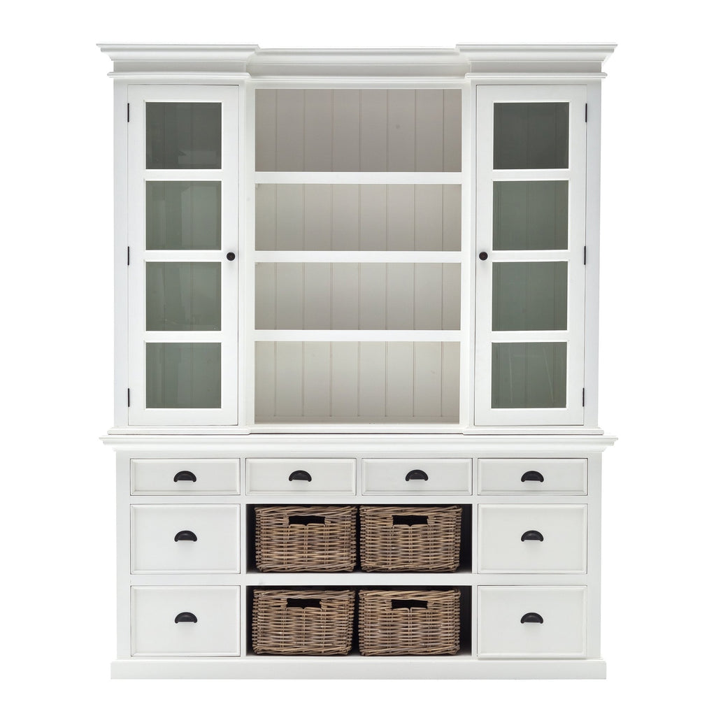 NovaSolo Halifax Library Hutch with Basket Set, Classic White
