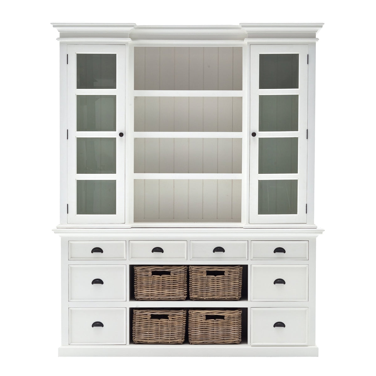 NovaSolo Halifax Library Hutch with Basket Set, Classic White