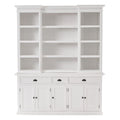 NovaSolo Halifax Hutch Cabinet with 5 Doors 3 Drawers, Classic White