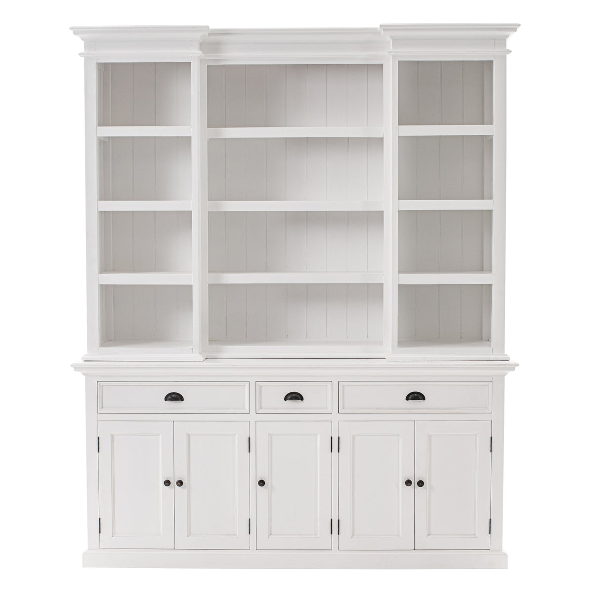 NovaSolo Halifax Hutch Cabinet with 5 Doors 3 Drawers, Classic White