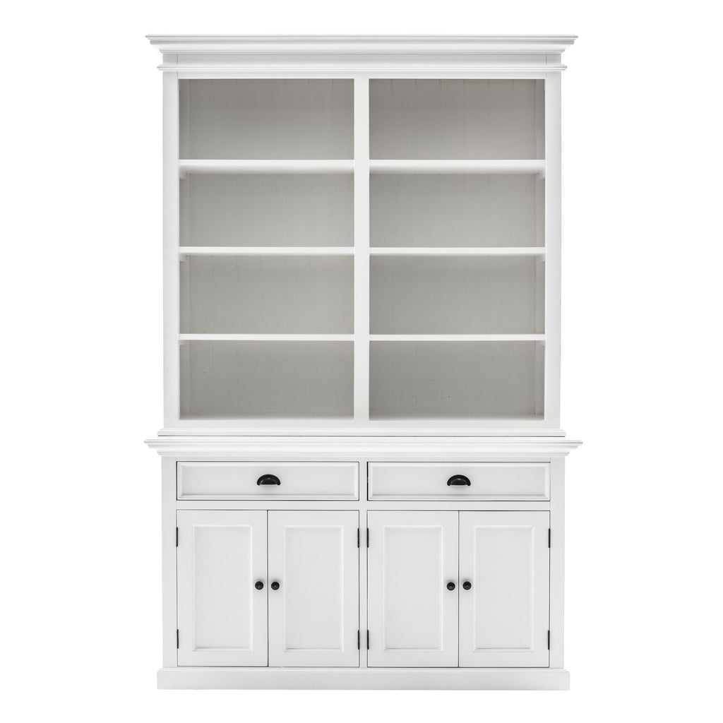 NovaSolo Halifax Buffet Hutch Unit with 8 Shelves, Classic White