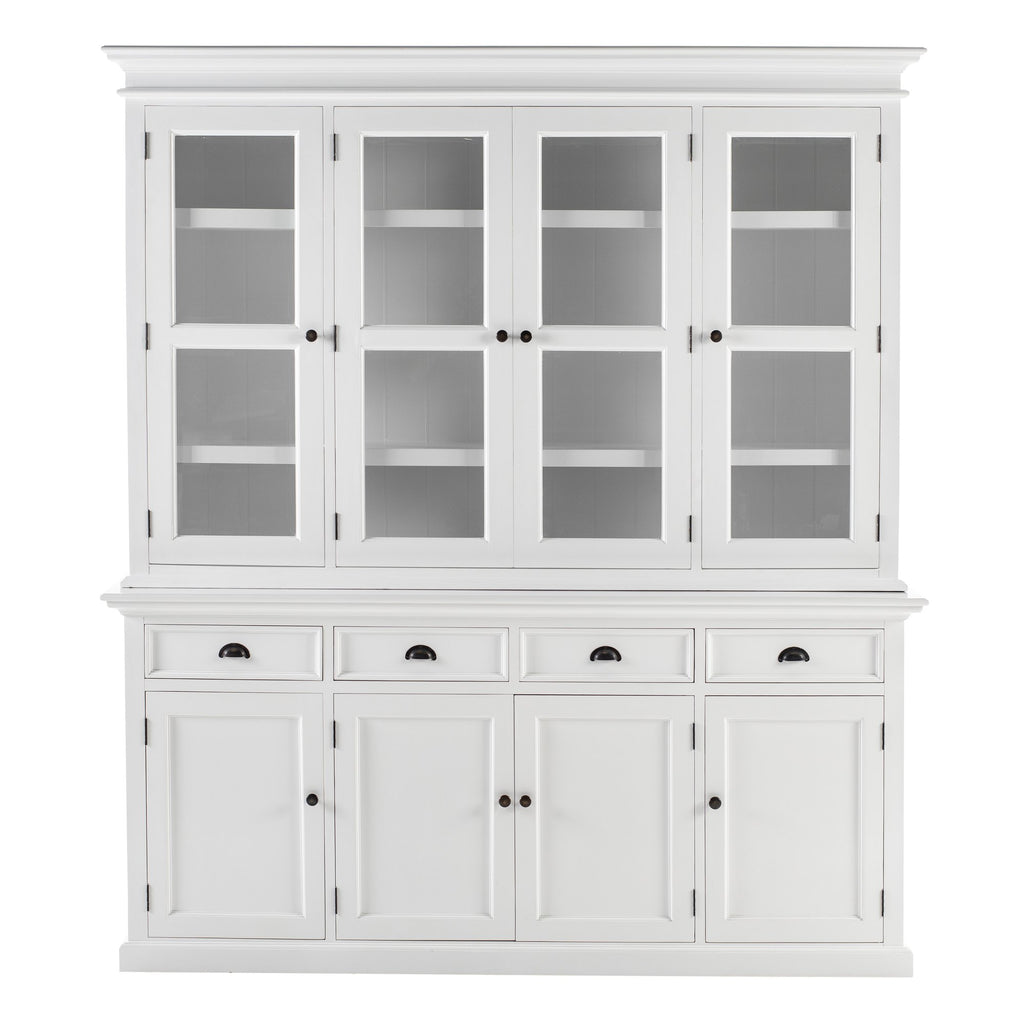 NovaSolo Halifax Buffet Hutch Unit with 4 Glass Doors, Classic White