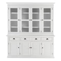 NovaSolo Halifax Buffet Hutch Unit with 4 Glass Doors, Classic White