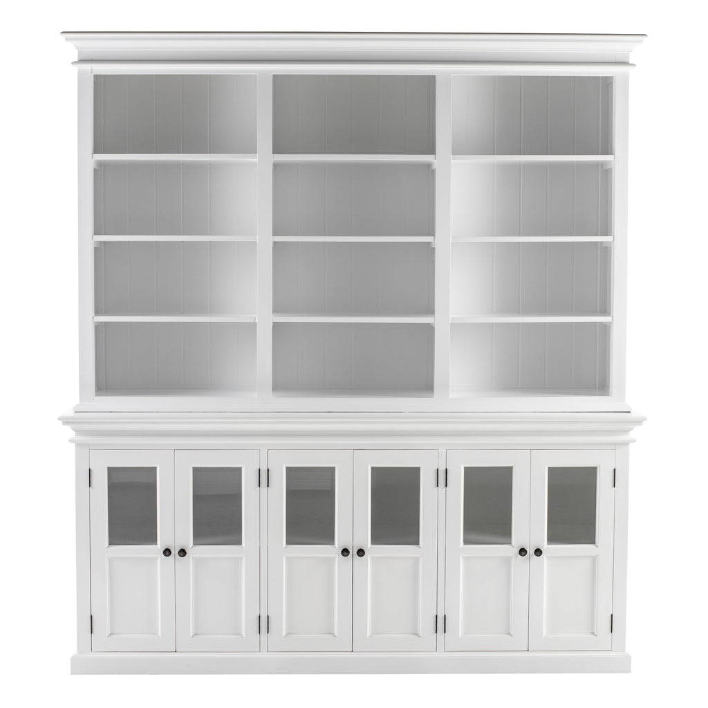 NovaSolo Halifax Hutch Unit with 6 Glass Doors, Classic White