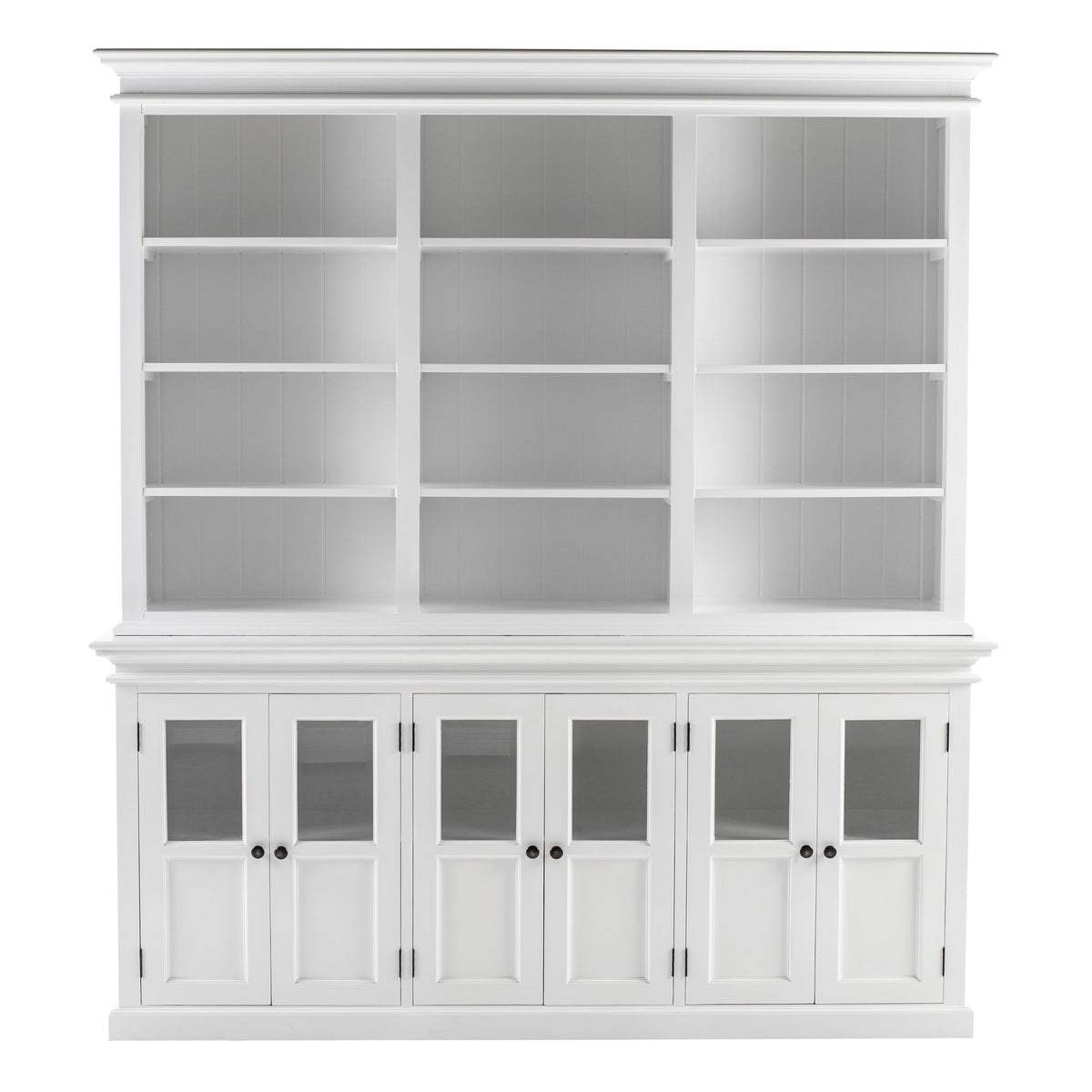 NovaSolo Halifax Hutch Unit with 6 Glass Doors, Classic White
