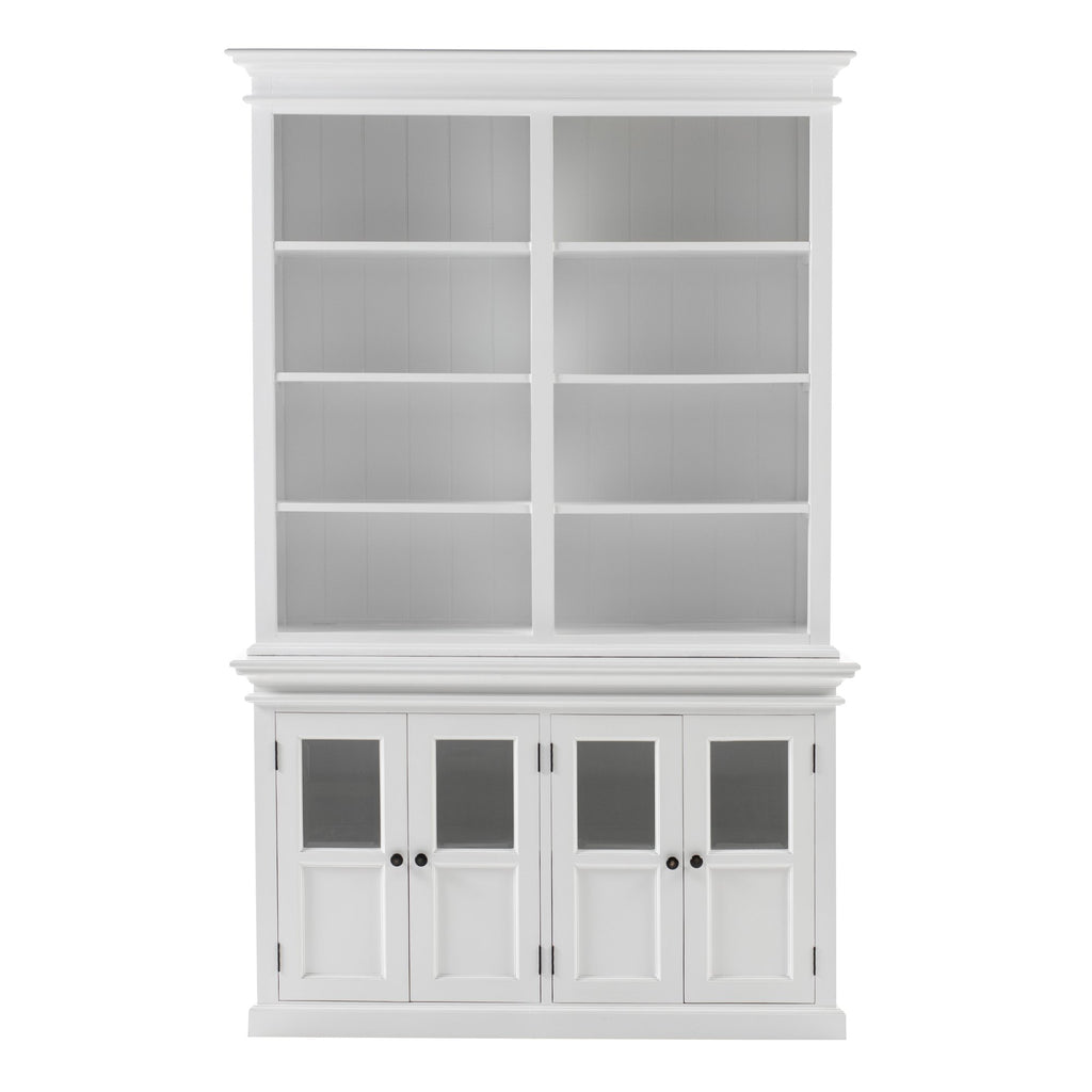 NovaSolo Halifax Hutch Unit with 4 Glass Doors, Classic White