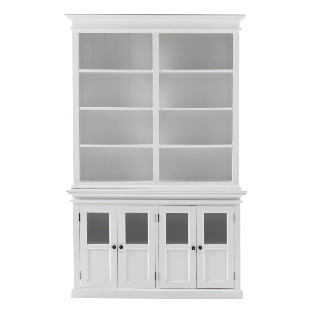 NovaSolo Halifax Hutch Unit with 4 Glass Doors, Classic White