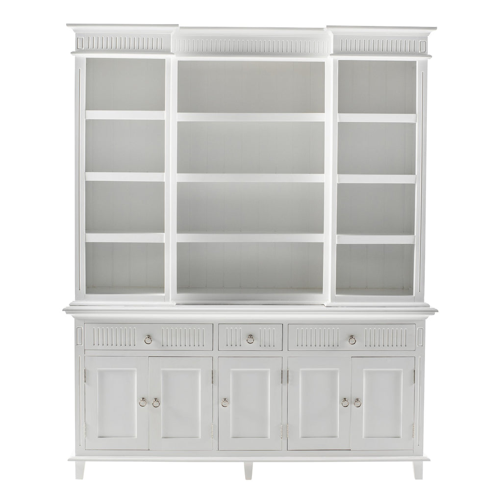 NovaSolo Skansen Hutch Cabinet with 5 Doors 3 Drawers, Classic White