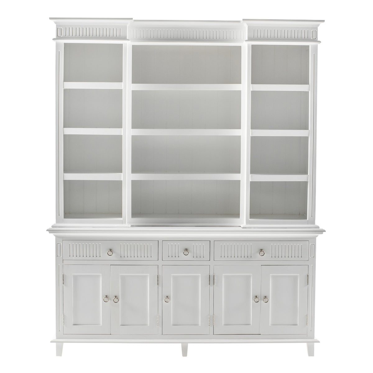 NovaSolo Skansen Hutch Cabinet with 5 Doors 3 Drawers, Classic White