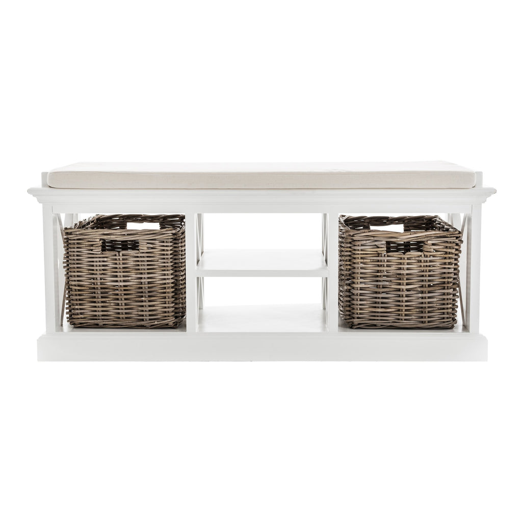 NovaSolo Halifax Bench & Basket Set, Classic White