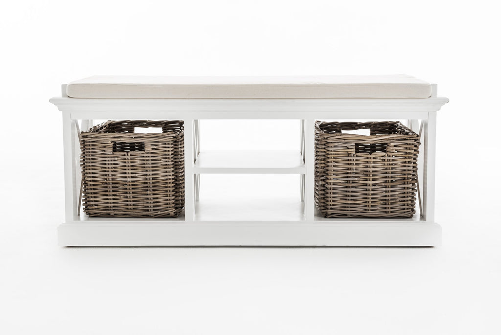 NovaSolo Halifax Bench & Basket Set, Classic White – view 10