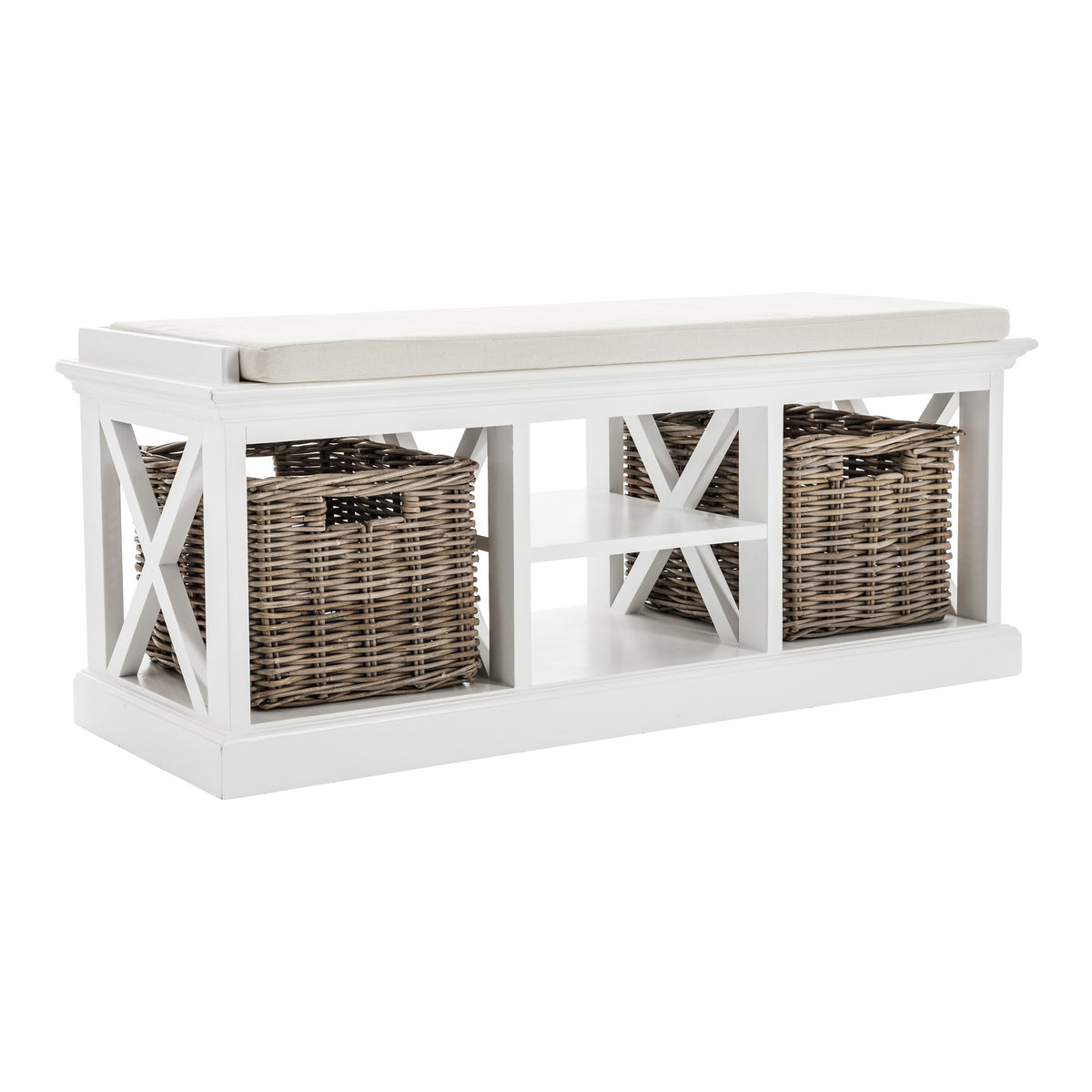 NovaSolo Halifax Bench & Basket Set, Classic White – view 2