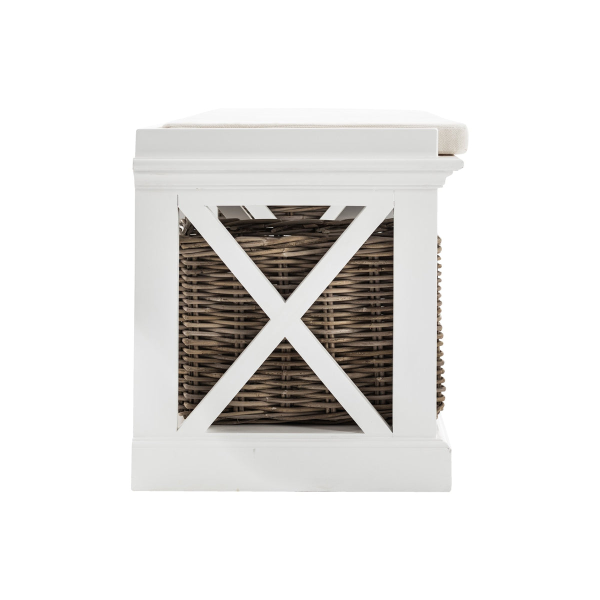 NovaSolo Halifax Bench & Basket Set, Classic White – view 3