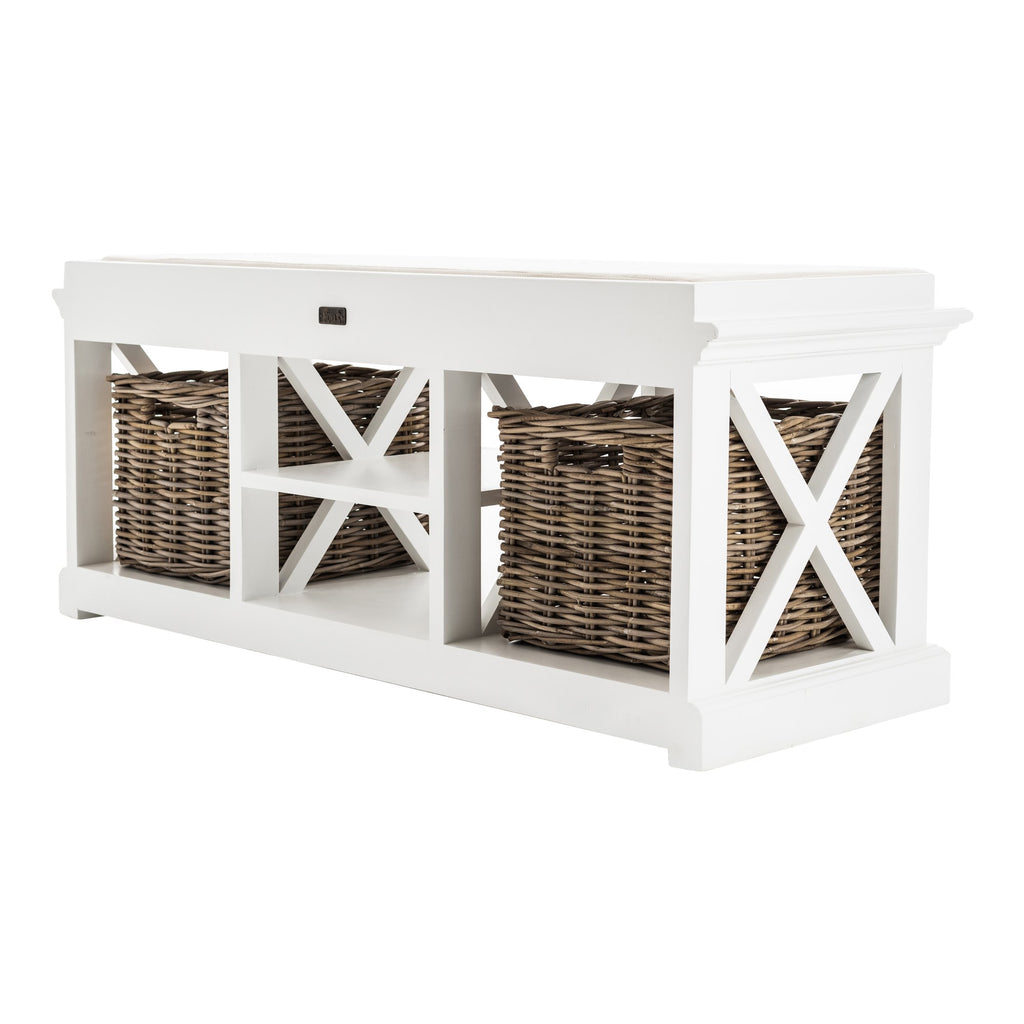 NovaSolo Halifax Bench & Basket Set, Classic White – view 4