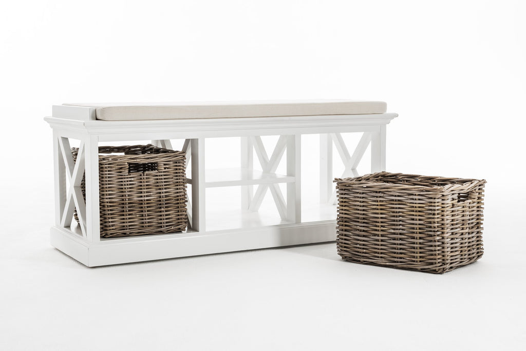 NovaSolo Halifax Bench & Basket Set, Classic White – view 6