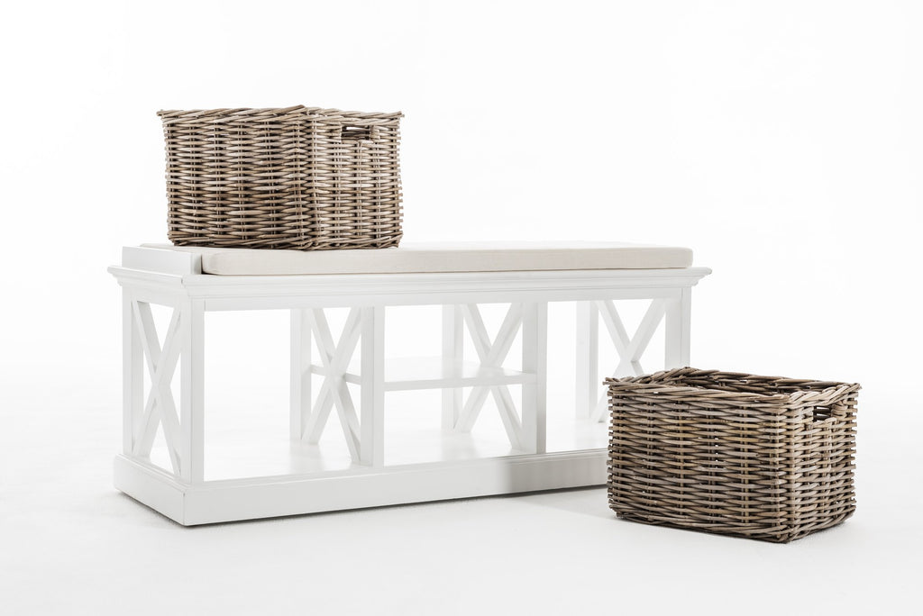 NovaSolo Halifax Bench & Basket Set, Classic White – view 7