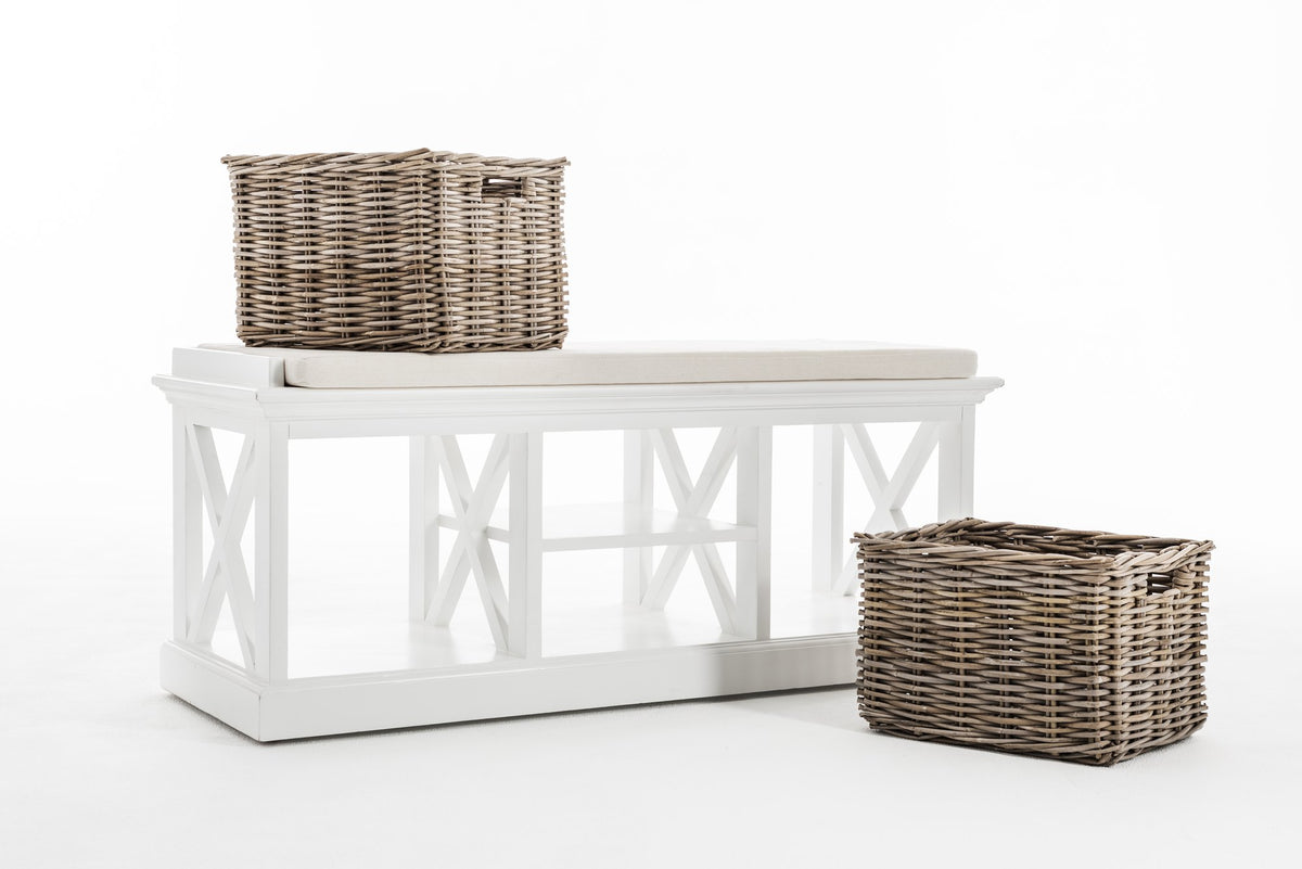 NovaSolo Halifax Bench & Basket Set, Classic White – view 7