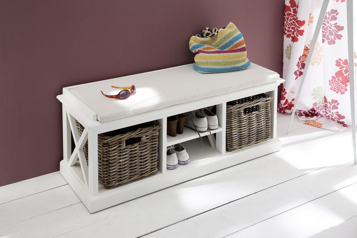 NovaSolo Halifax Bench & Basket Set, Classic White – view 8