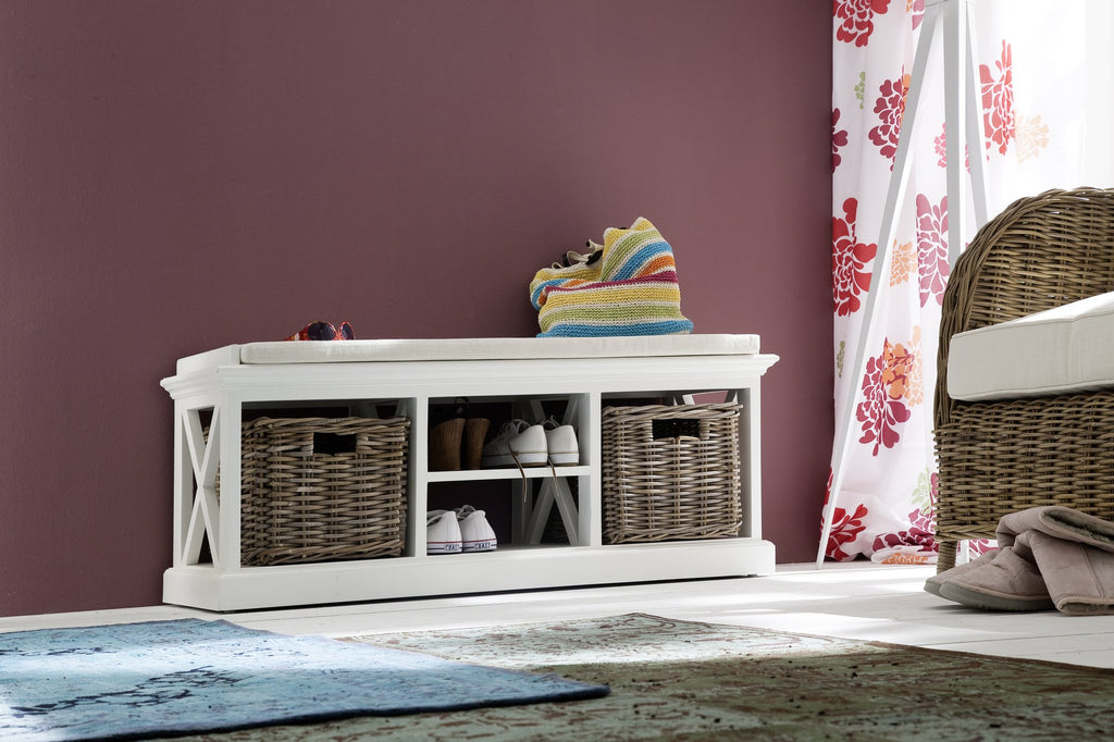 NovaSolo Halifax Bench & Basket Set, Classic White – view 9