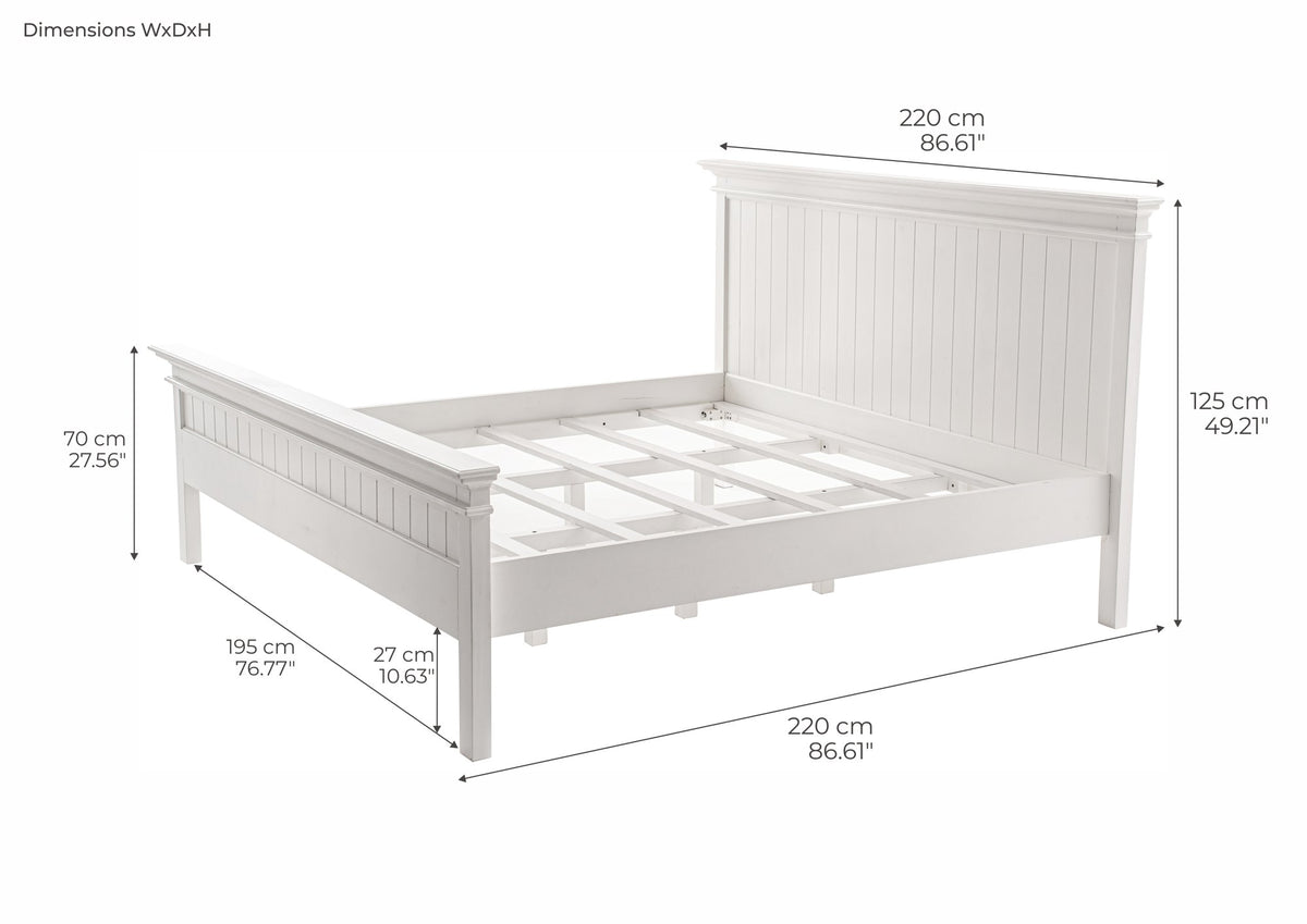 NovaSolo Halifax King Size Bed, Classic White – dimensions