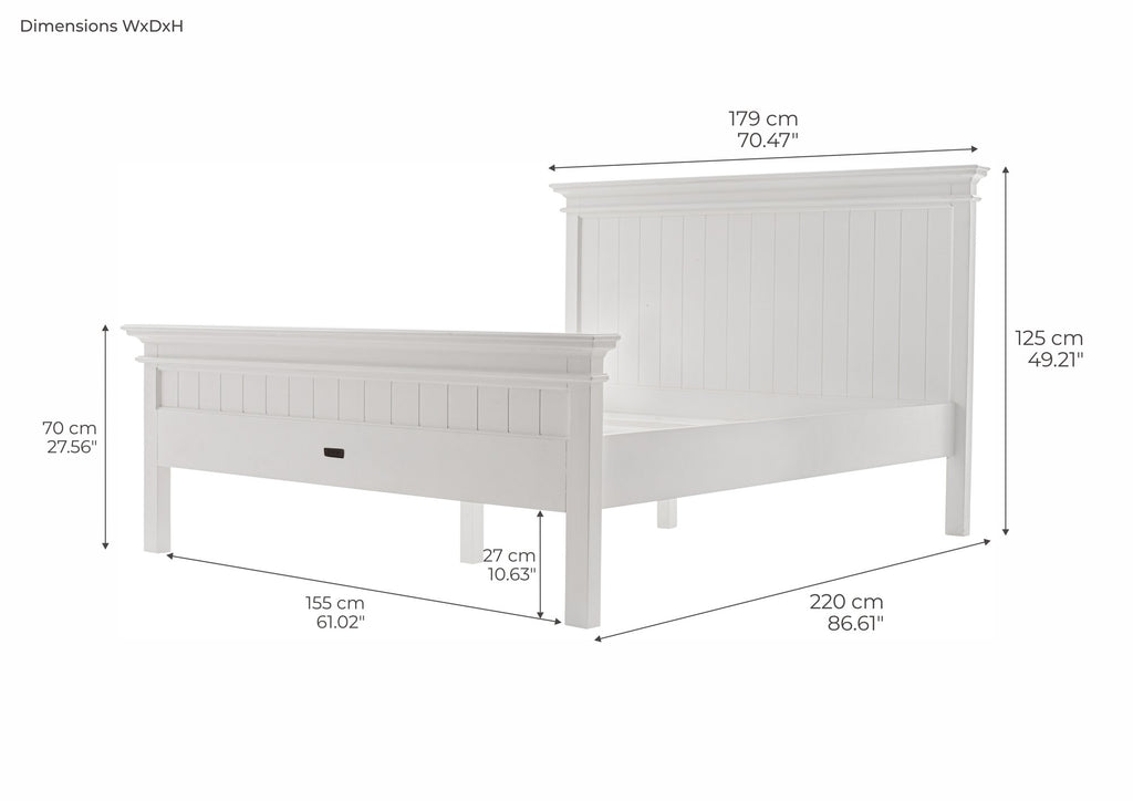 NovaSolo Halifax Queen Size Bed, Classic White – dimensions