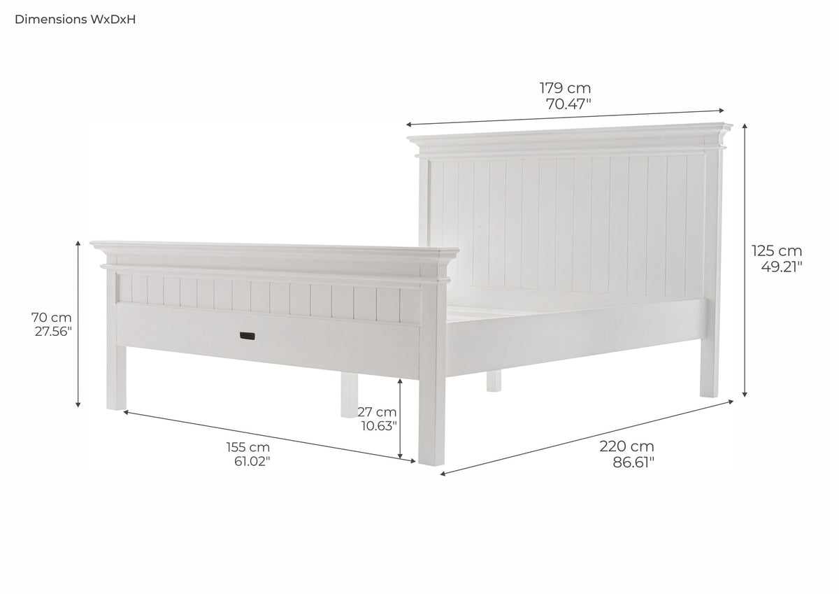 NovaSolo Halifax Queen Size Bed, Classic White – dimensions